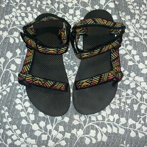 Teva Black Sandals with Vibrant Straps